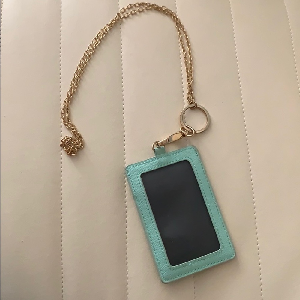 Teal landyard w/ gold chain